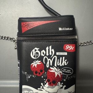 Killstar Black Goth Milk Crossbody Belt Bag with Red Accents